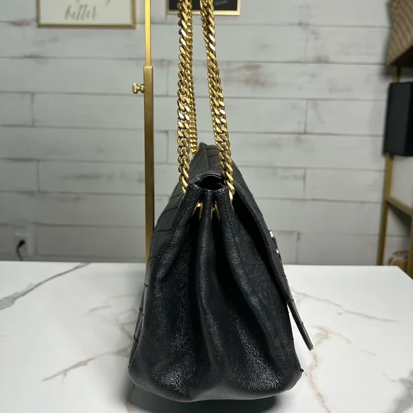 SOLD ❌❌❌ Yves Saint Laurent Black Chevron Shoulder Bag with Gold Chain - Picture 3 of 15